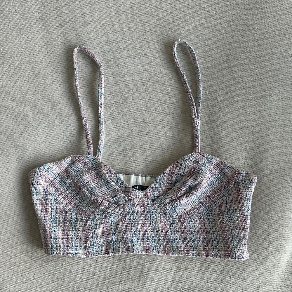 Zara Multicolor Tweed Crop Top